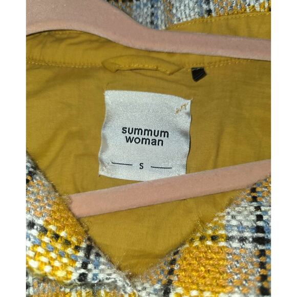 SUMMUM Woman Dutch Brand Thick Button Down Yellow Plaid Shacket Size Small EUC - Picture 6 of 7